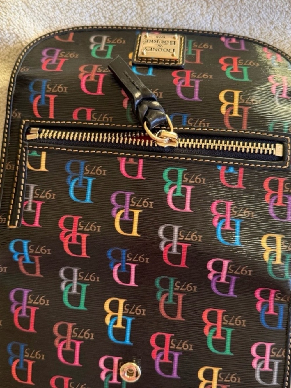 Dooney & Bourke DB75 Small Brenna Satchel NWT + Matching Wallet Rainbow Monogram - Picture 11 of 11